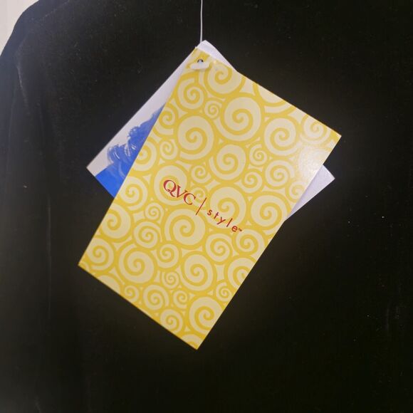 Susan Graver Style Women's L Black Velvet Short Sleeve Mockneck Midi Dress - Picture 4 of 15